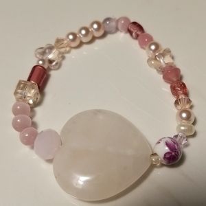 quartz heart original bracelet painted ceramic beaded